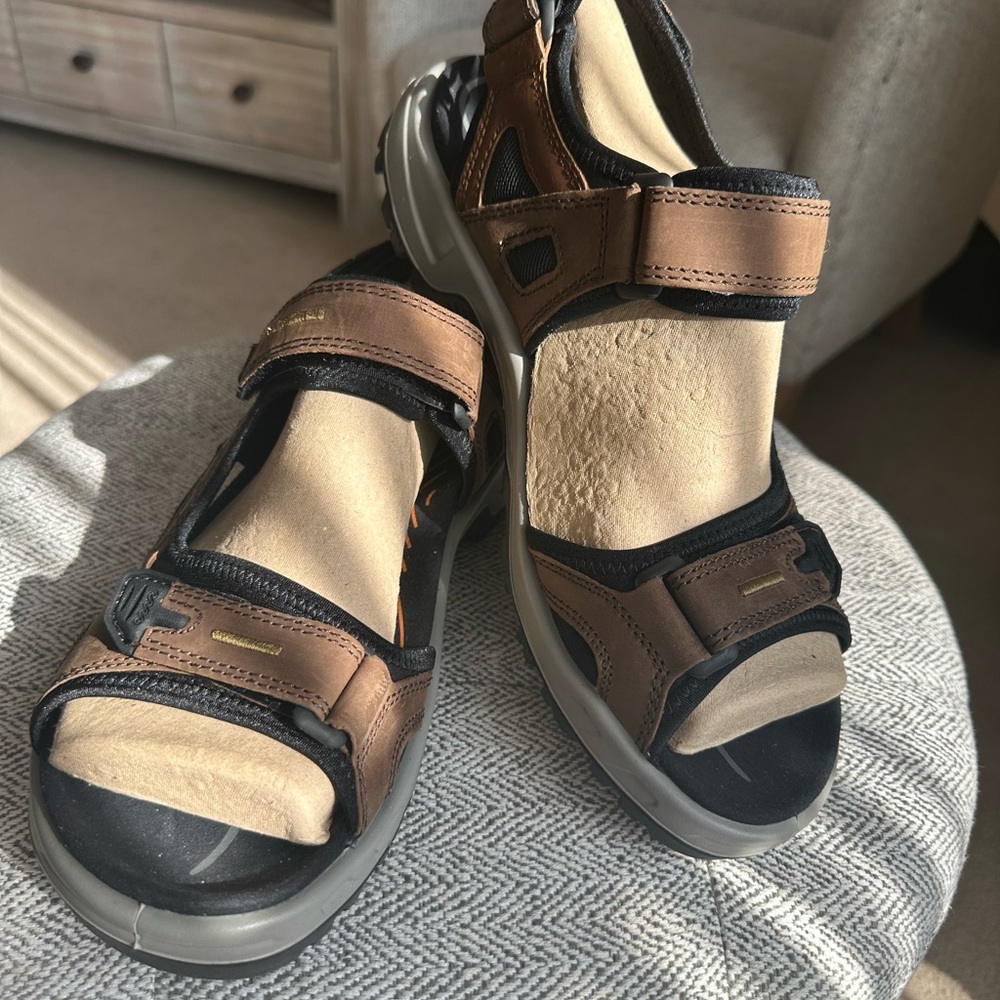 Ecco Yucatan Sandals Mens Size 43 Espresso Cocoa Brown/Black